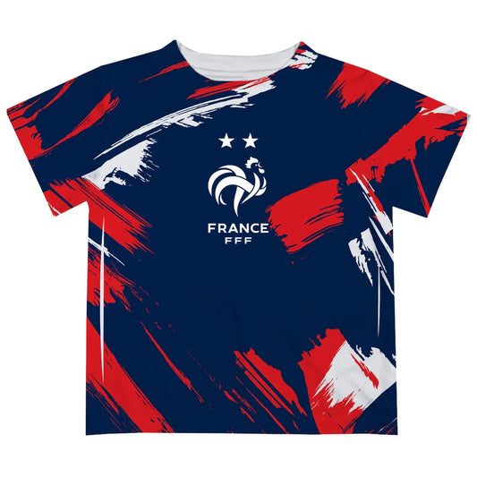 Frankreich Nationalmannschaft Vive La Fete Jugend Pinsel T-Shirt – Marineblau