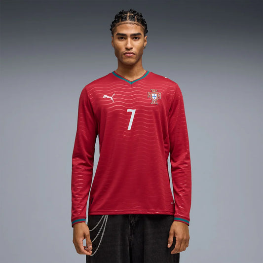 Cristiano Ronaldo Portugal Nationalmannschaft Puma 2026 Heimtrikot Replika Langarm - Rot